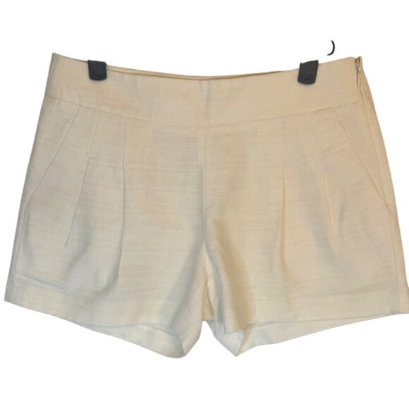 2/$30 J.Crew Size 0 Cream Linen & Cotton Blend Pleated Shorts - Picture 1 of 13